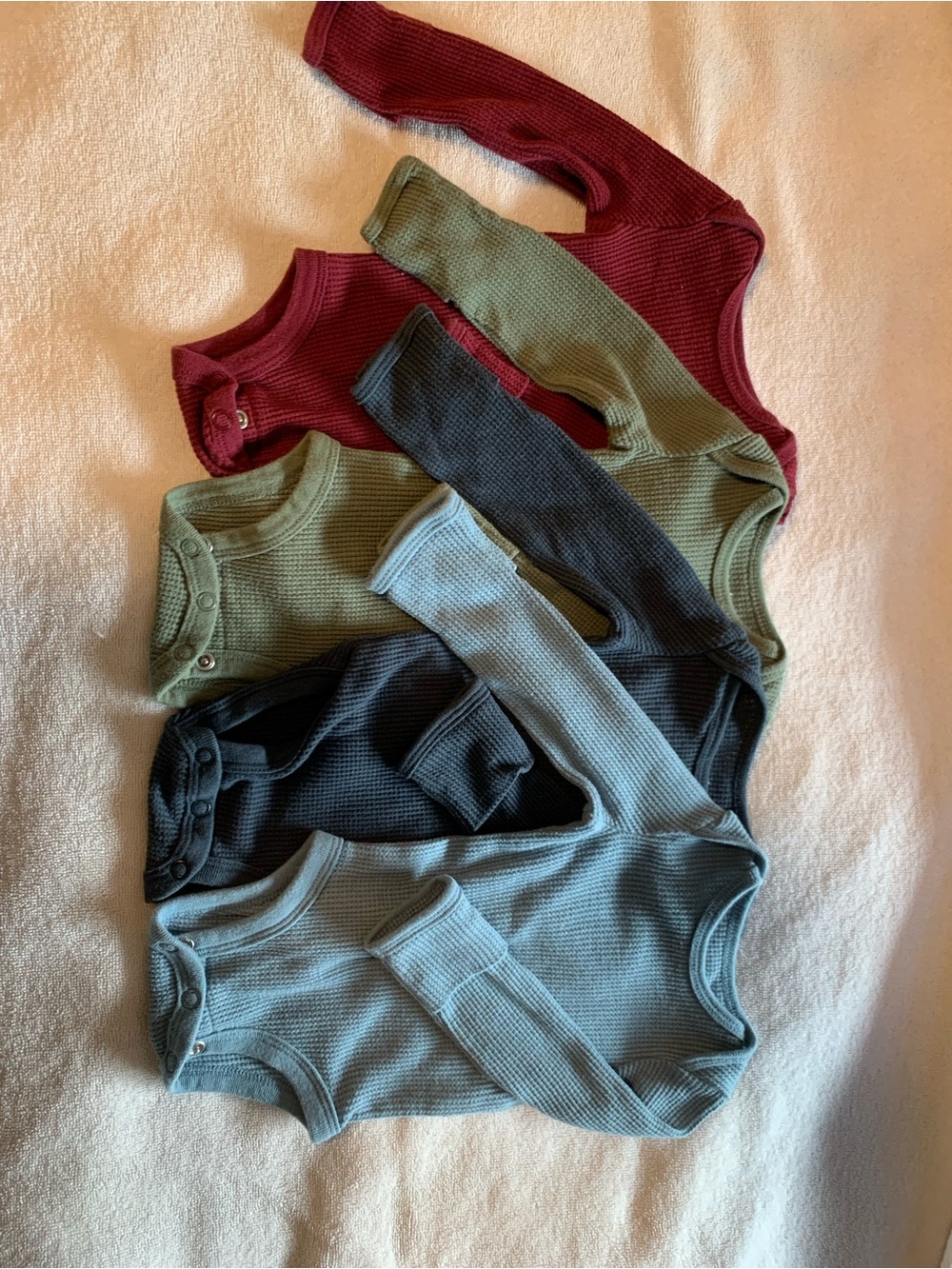 Newborn Longsleeve Bodysuit Pack - Burgundy, Olive, Charcoal, Slate Blue